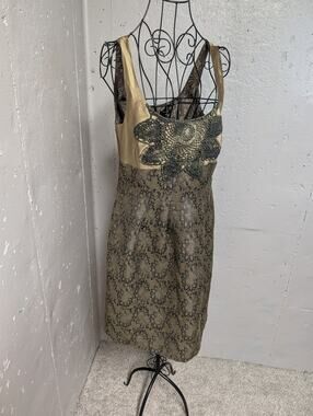TOCCA Wool Silk Crochet Appliqué Tapestry Dress 12 Y2K Dark Romantic
